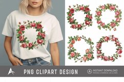Watercolor Rose Wreath clipart Product Image 1