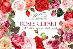 Watercolor floral clipart, Roses clipart Product Image 1