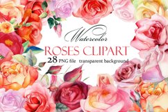 Roses clipart, Watercolor floral clipart Product Image 1