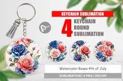 Keychain Watercolor Roses Patriotic Product Image 1