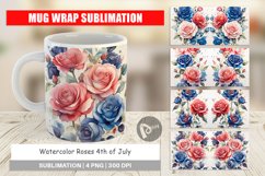 Mug Wrap Design Watercolor Roses Patriotic Product Image 1