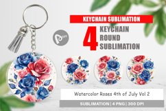 Keychain Watercolor Roses Patriotic Product Image 1