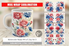 Mug Wrap Design Watercolor Roses Patriotic Product Image 1