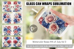 Glass Can Wraps Watercolor Roses Patriotic Product Image 1