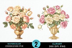 Watercolor Roses Flowers Clipart Bundle Product Image 3
