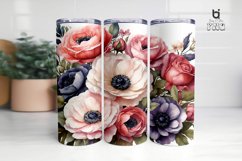 Watercolor Roses And Anemones Flower 3D Tumbler Wrap Bundle Product Image 4