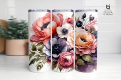Watercolor Roses And Anemones Flower 3D Tumbler Wrap Bundle Product Image 8