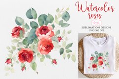 Watercolor roses arrangement sublimation PNG | Floral design Product Image 1