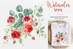 Watercolor roses arrangement sublimation PNG | Floral design Product Image 1