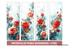 Watercolor Rose Bookmarks Printable PNG Product Image 1