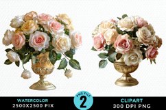 Watercolor Roses Illustration Clipart Product Image 1