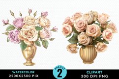 Watercolor Roses Illustration Clipart Product Image 1