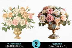 Watercolor Roses Illustration Clipart Product Image 1