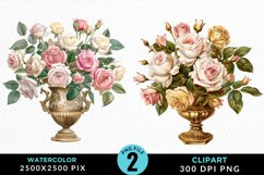 Watercolor Roses Illustration Clipart Product Image 1