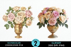 Watercolor Roses Illustration Clipart Product Image 1