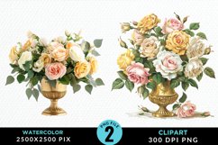 Watercolor Roses Illustration Clipart Product Image 1