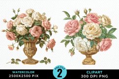 Watercolor Roses Illustration Clipart Product Image 1