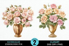 Watercolor Roses Illustration Clipart Product Image 1