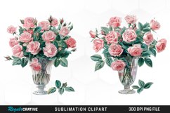 Watercolor Roses Flowers Clipart Bundle Product Image 3