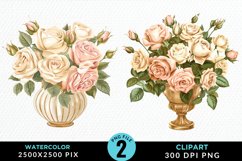 Watercolor Roses Flowers Clipart Bundle Product Image 2