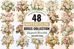 Watercolor Roses Flowers Clipart Bundle Product Image 1