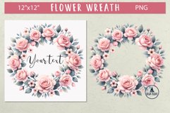 Watercolor roses Floral wreath png Rose card