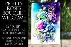 Watercolor Roses 12x18 Welcome Garden Flag Sublimation Product Image 1
