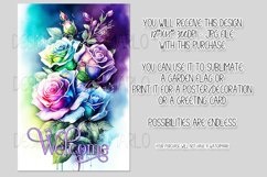 Watercolor Roses 12x18 Welcome Garden Flag Sublimation Product Image 2