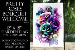 Watercolor Roses 12x18 Welcome Garden Flag Sublimation Product Image 1