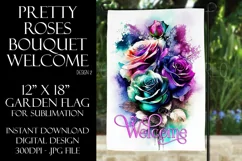 Watercolor Roses 12x18 Welcome Garden Flag Sublimation Product Image 1