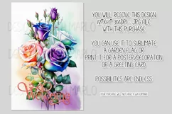 Watercolor Roses 12x18 Welcome Garden Flag Sublimation Product Image 2
