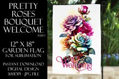 Watercolor Roses 12x18 Welcome Garden Flag Sublimation Product Image 1