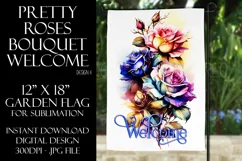 Watercolor Roses 12x18 Welcome Garden Flag Sublimation Product Image 1