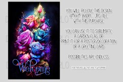 Watercolor Roses 12x18 Welcome Garden Flag Sublimation Product Image 2