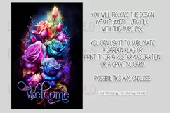 Watercolor Roses 12x18 Welcome Garden Flag Sublimation Product Image 2