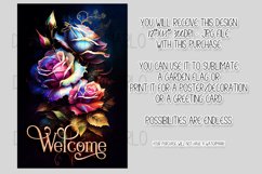 Watercolor Roses 12x18 Welcome Garden Flag Sublimation Product Image 2