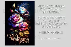 Watercolor Roses 12x18 Welcome Garden Flag Sublimation Product Image 2