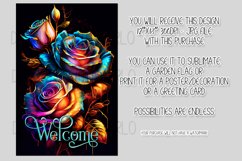 Watercolor Roses 12x18 Welcome Garden Flag Sublimation Product Image 2