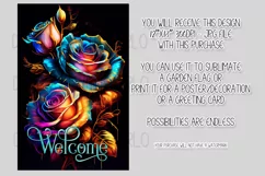 Watercolor Roses 12x18 Welcome Garden Flag Sublimation Product Image 2