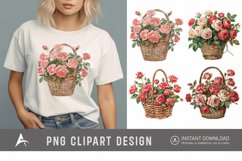 Watercolor Roses in a Basket Clipart Product Image 1
