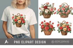 Watercolor Roses in a Basket Clipart Product Image 1