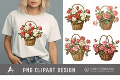 Watercolor Roses in a Basket Clipart Product Image 1