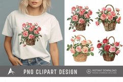 Watercolor Roses in a Basket Clipart Product Image 1