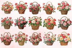Watercolor Roses in a Basket Clipart Bundle Product Image 3