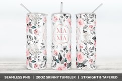 Mama Watercolor Floral Tumbler Cup Sublimation PNG Design Product Image 1