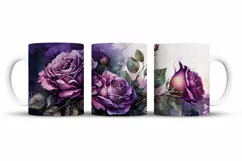 Watercolor Roses Mug Wrap Sublimation Designs, 3d Mug, Flowers Png