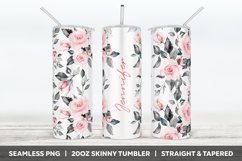 Watercolor Roses and Name Tumbler Design, Floral Name Cup