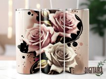 Pink &amp; Blush Pink Roses Flower Seamless Skinny Tumbler PNG Product Image 4