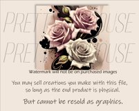 Pink &amp; Blush Pink Roses Flower Seamless Skinny Tumbler PNG Product Image 3