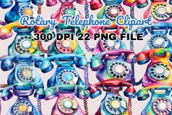 Rotary Telephone Watercolor Clipart Bundle Product Image 1
